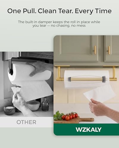 Gold Paper Towel Holder Under Cabinet with Damping Self Adhesive