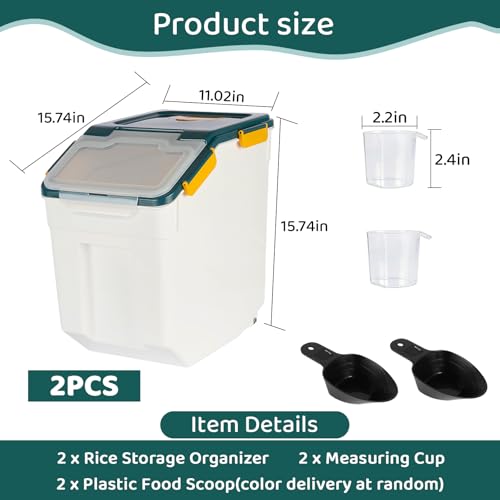 50 Pound Large Food Grade Container for Rice Flour Sugar (2 Count)