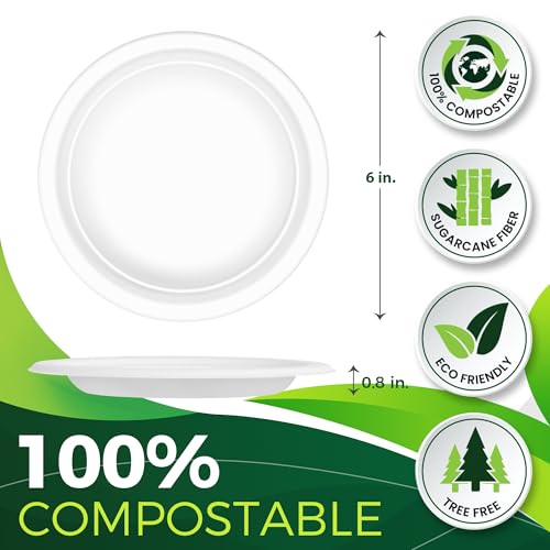 100PCS 100% Small Dessert Plates Disposable (150 Count)
