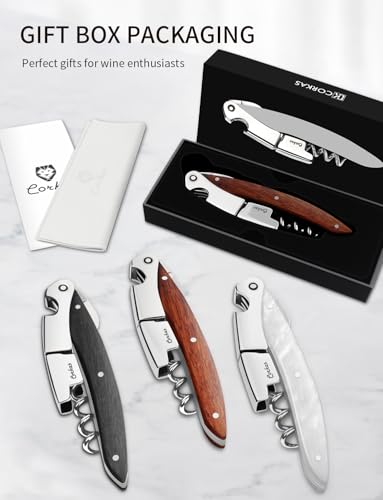 Wine Key CORKAS Prestige Waiter Corkscrew with Rosewood Handle