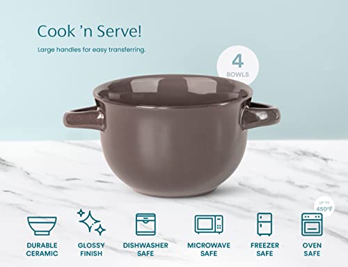 French Onion Soup Crocks with Lids & Handles (4 Count)
