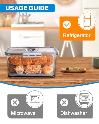 Bread Box 2 Pack Bread Storage Container Airtight Recording Time Bread Box for Kitchen Countertop Plastic Bread Keeper with Lid for Homemade Bread (2 Count)