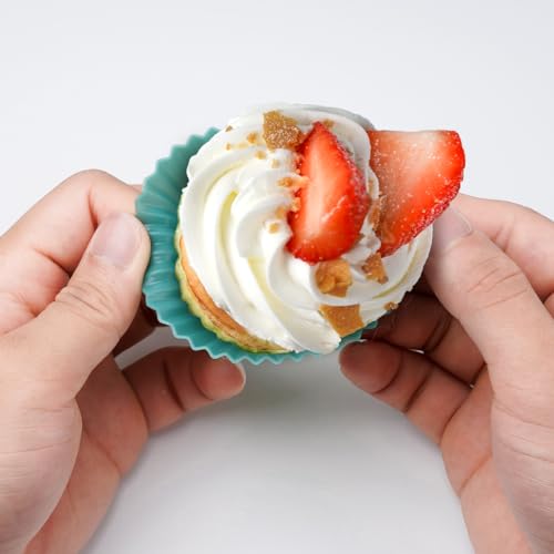 Silicone Muffin Cups Baking Cupcake Liners Square Non (12 Count)