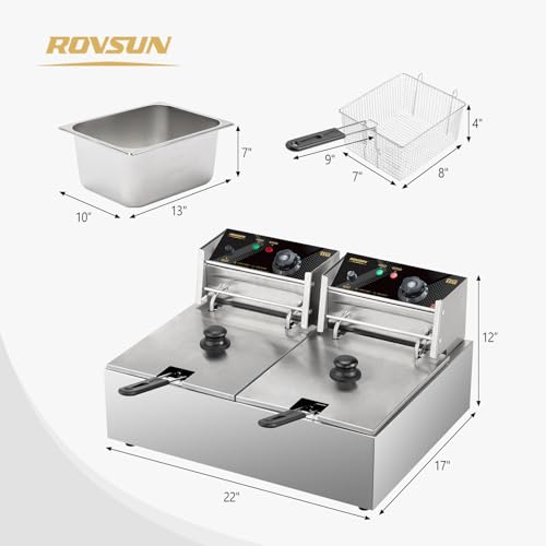 22.8QT Commercial Deep Fryer with Baskets & Lids