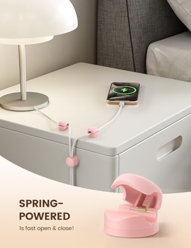 6 Pack Pink Rotatable Spring Cord Organizer Cable Clips (6 Count)