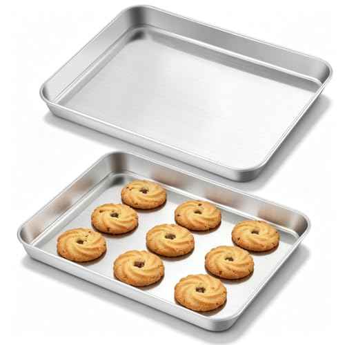 Non Toxic 10x8IN Small Stainless Steel Baking Sheet Pans (2 Count)