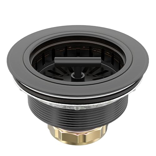 3-1/2 Inch Bronze Kitchen Sink Drain Assembly Kit - Oil Rubbed Bronze Stainless Steel with Strainer Basket/Drain Stopper