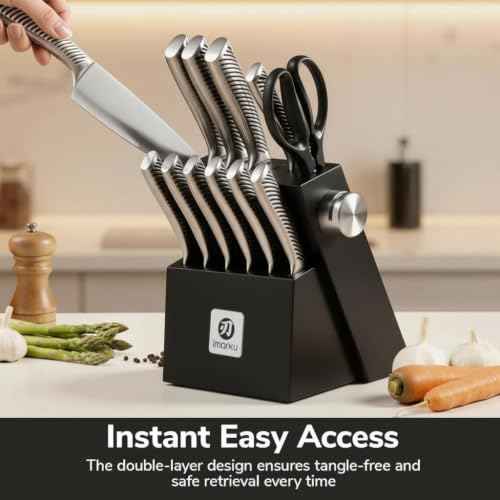 14 Piece Japanese Gyutou Stainless Steel Knife Set with Block (14 Count)
