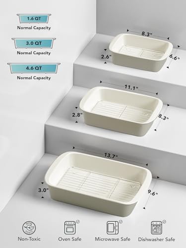 Ceramic Casserole Dishes for Oven with 304 Racks (3 Count)