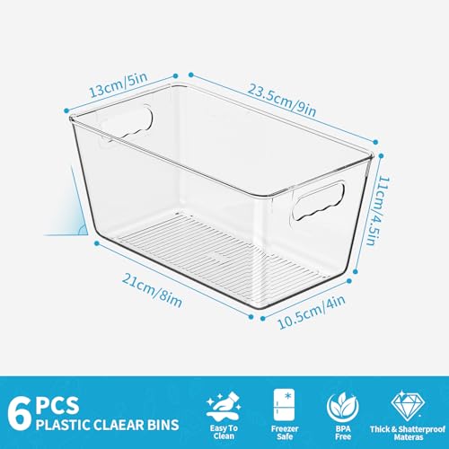 Clear Fridge Organizer Bins with Handles