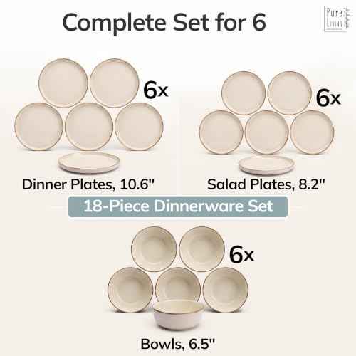 18 Piece Stoneware Dinnerware Set for 6 (18 Count)