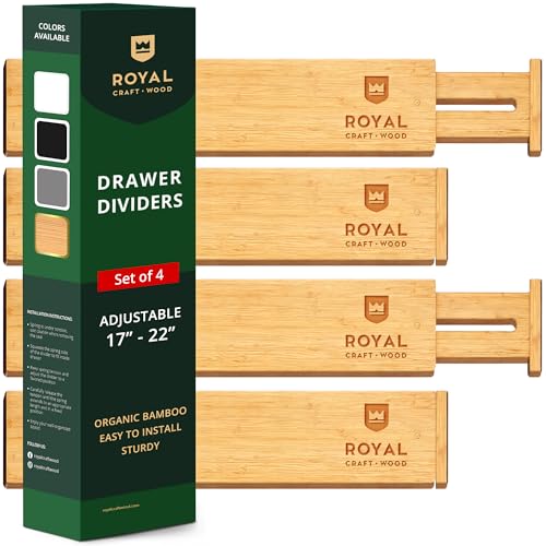 Bamboo Drawer Dividers Organizers (4 Count)