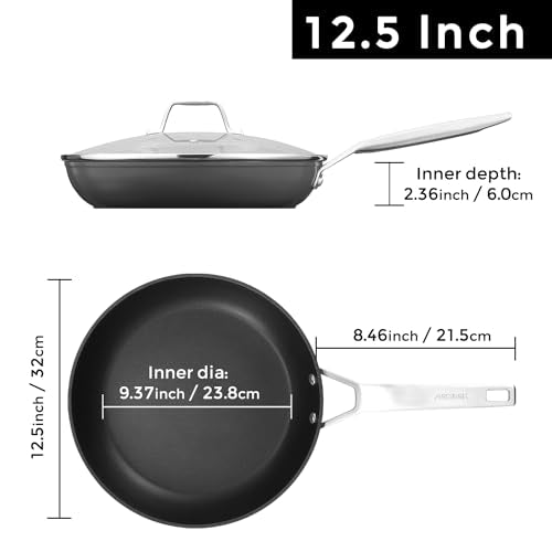 12.5 Inch Nonstick Frying pan with Lid