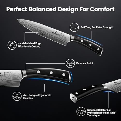15 PC Magnetic Knife Sets for Kitchen with Block (15 Count)