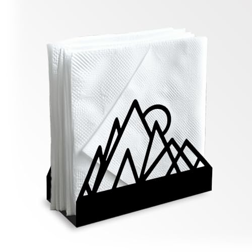 Geometric Mountains Decor Black Metal Napkin Holder for Table