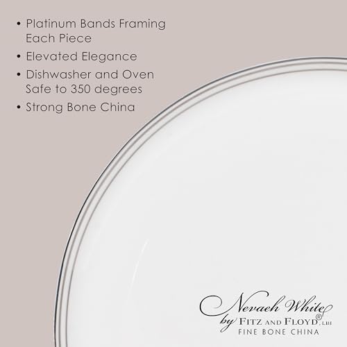 by Fitz and Floyd Nevaeh Bone China Coupe Platinum Bands Dinnerware Set