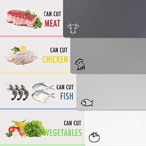 Flexible Plastic Cutting Board Mats with Food Icons (4 Count)