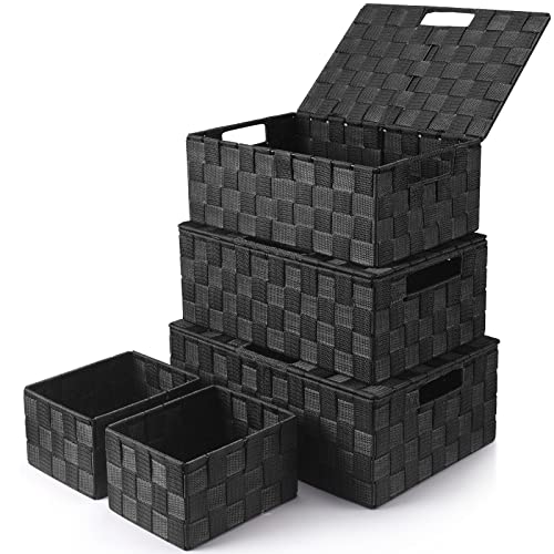 Storage Baskets with Lids (5 Count)