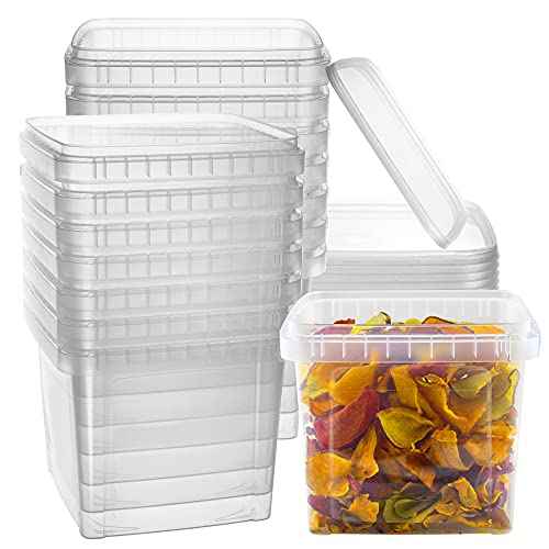 64 oz 20 Large Pack Square Clear Deli Containers with Lids Disposable BPA Free Plastic Food Storage Containers with Lids Airtight for Meal Prep Take Out Kitchen (20 Count)