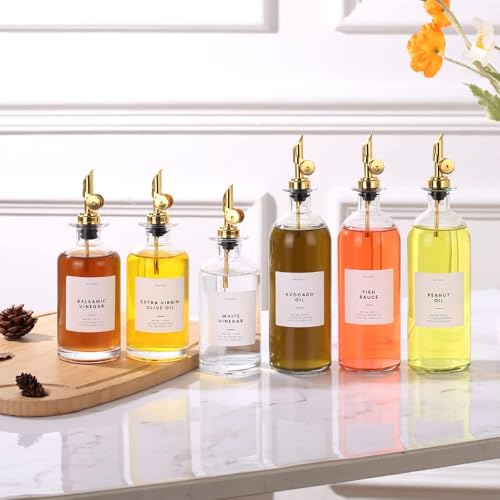 Oil and Vinegar Dispenser with Metal Pour Spout (4 Count)