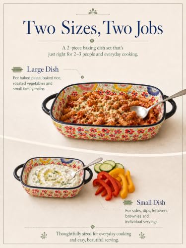 2 Piece Polish Pottery Style Ceramic Baking Dish Set (2 Count)
