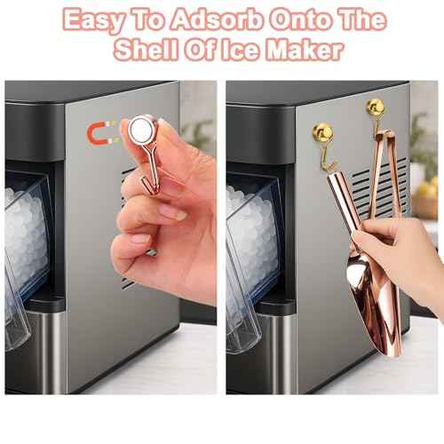 Stainless Steel Ice Scoop for Freezer with Magnetic Hook & Ice Tongs