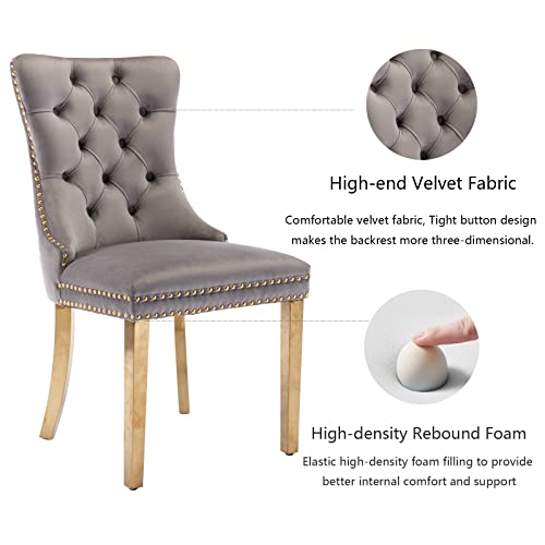 Grey Velvet Dining Chairs Set of 2 (2 Count)