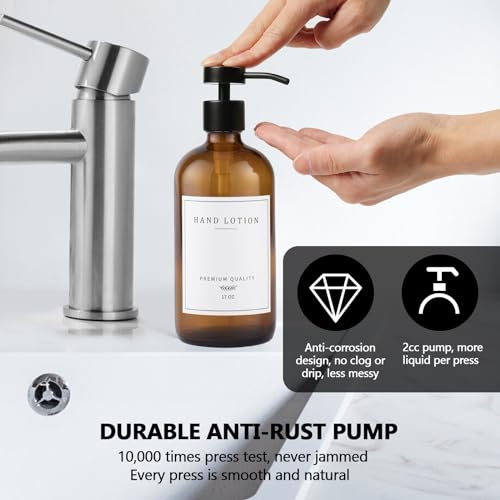 Amber Glass Soap Dispenser (2 Count)