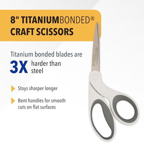 8" Bent Craft Scissors with Titanium
