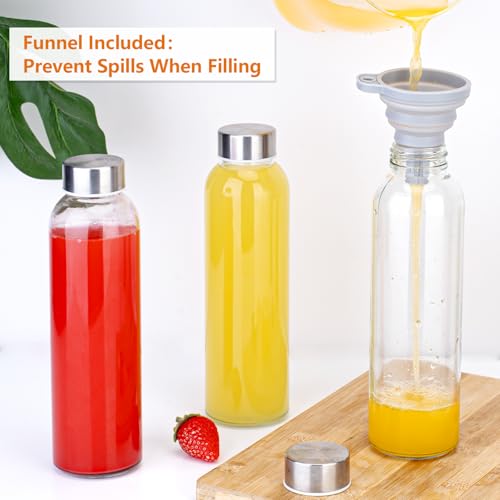 Glass Water Bottles with Stainless Steel Lids 24 oz (6 Count)