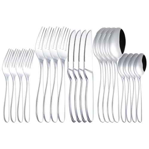 Silverware Set with Steak Knives (20 Count)