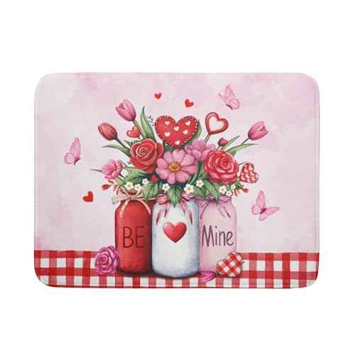 Rose Vase Dish Drying Mat 18x24 inch Romantic Floral Washable Absorbent Dish Dry Pad Fast Dry Drainer Rack Mats Kitchen Counter Accessories