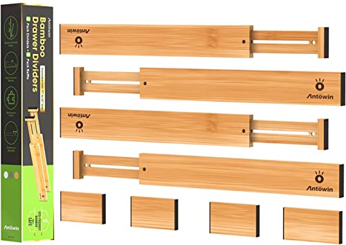 4 Pcs Expandable Bamboo Drawer Dividers (2 Count)