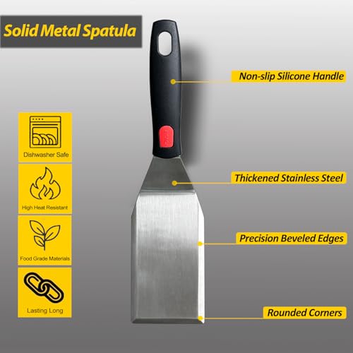 Professional Metal Spatula for Cast Iron Skillets and Flat Top Grills