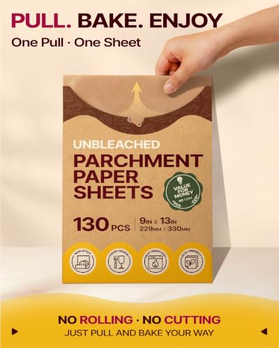 9x13 Inch Parchment Paper Sheets 130PCS (130 Count)