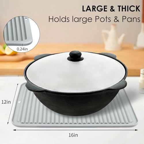 Large Silicone Trivet 16'' X 12'' Silicone Hot Pads for Kitchen Nonslip and Heat Resistant Hot Pads Trivets for Kitchen Protect Table Quartz Countertops