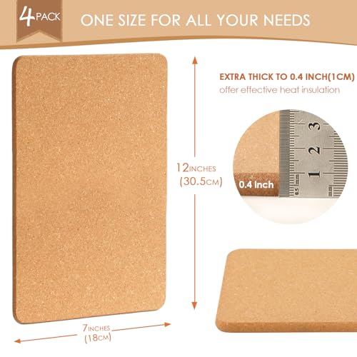 Cork Trivets for Hot Dishes Rectangle (4 Count)