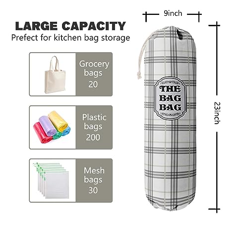 Classic Buffalo Check Plaid Grocery Bags Holder Organizer For Shopping Bags
