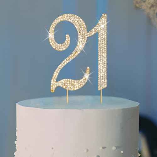 Cake Topper Gold Rhinestone Cake Topper 21st Birthday Decorations