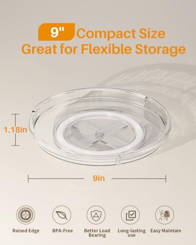 4 Pack Lazy Susan Organizer 9 inch Lazy Susan Turntable for Cabinet