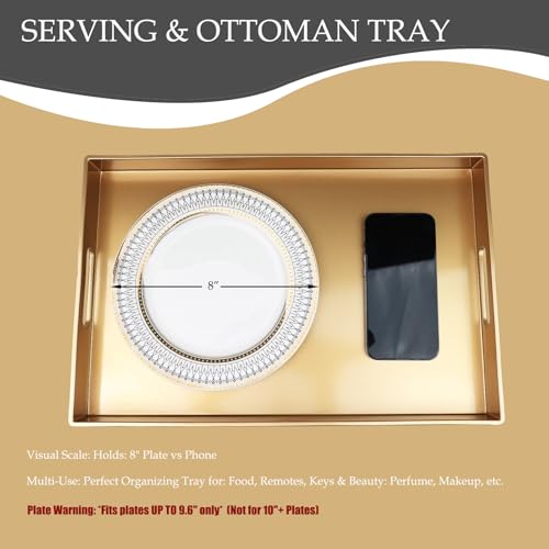 Gold Decorative Serving Tray with Handles