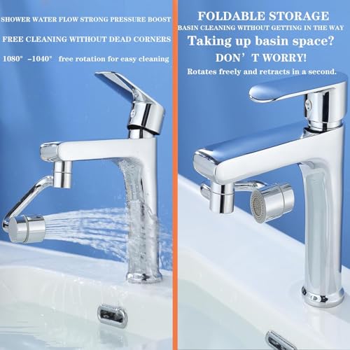Universal Sink Faucet 1440° Rotatable Faucet Aerator Extension