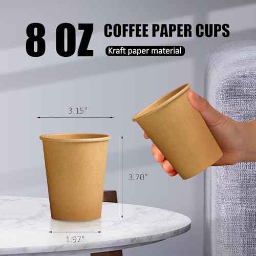 400 Pack 8 oz Paper Cups Brown Kraft Disposable Hot Coffee Cups (400 Count)