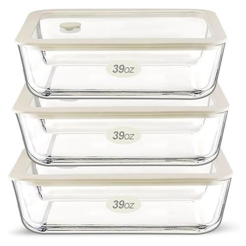 Glass Food Container Set with Glass Lid (3 Count)