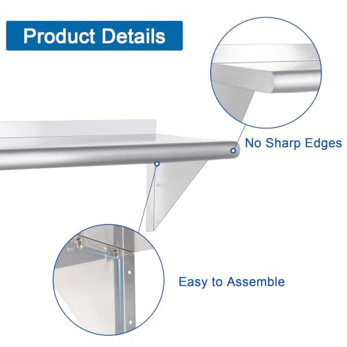 HARDURA Stainless Steel Shelf 12" x 72"