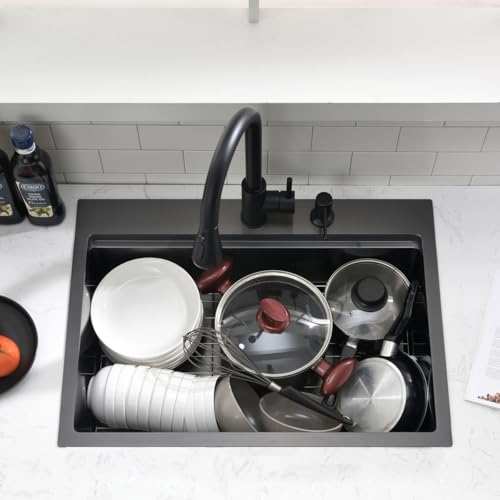 26 inch Black Drop in Kitchen Sink