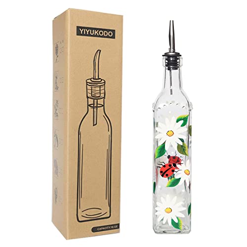 17oz Hand Painted Glass Olive Oil Bottle