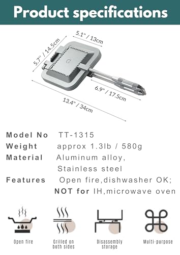 Sandwich Maker Hot Sand Single Burner Gas Fire Open Fire Compact Aluminum TT