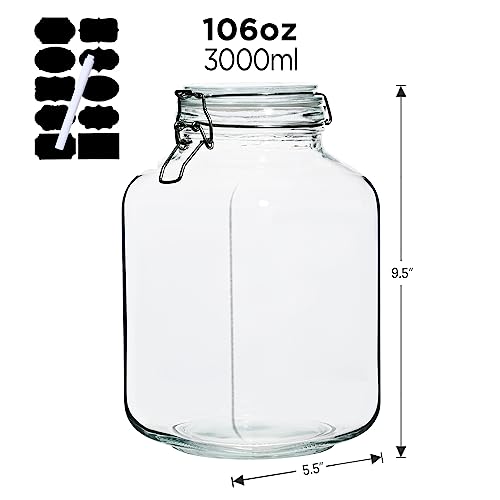 106oz Square Glass Jars with Airtight Lid (2 Count)