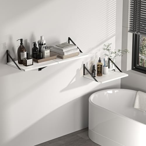 16W x 12D Deep Floating Shelves Set of 2 White